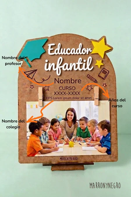 Producto: Portafotos Educador Infantil con superpoderes | Personalizado - Marronynegro