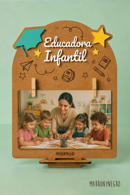 Producto: Portafotos Educadora Infantil con superpoderes - Marronynegro