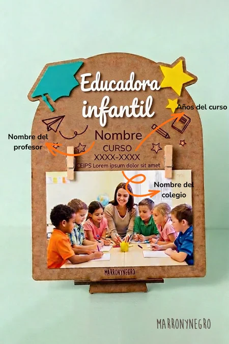 Producto: Portafotos Educadora Infantil con superpoderes | Personalizado - Marronynegro