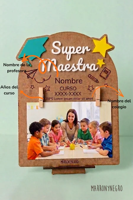 Producto: Portafotos Maestra con superpoderes | Personalizado - Marronynegro
