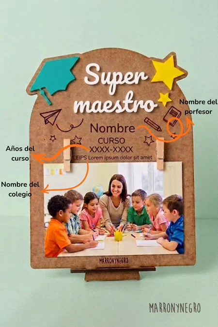 Producto: Portafotos Maestro con superpoderes | Personalizado - Marronynegro