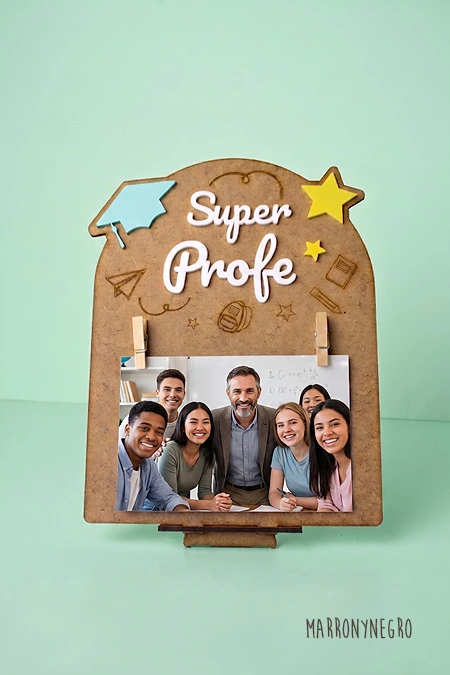 Producto: Portafotos Profe con superpoderes - Marronynegro