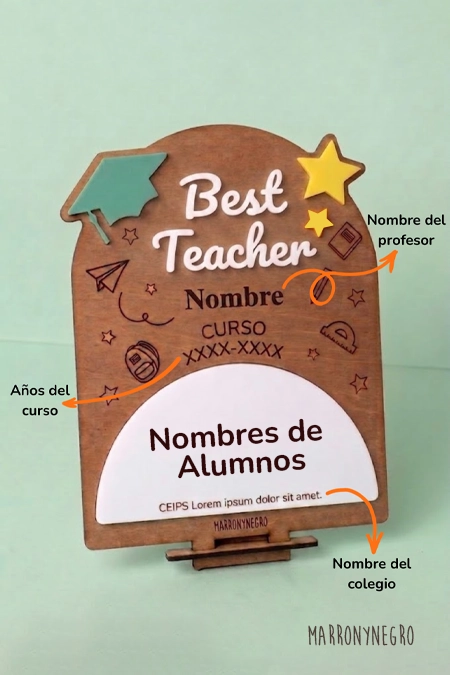Producto: Recuerdo Clase Best Teacher | Personalizado - Marronynegro
