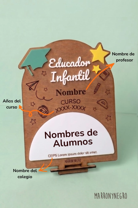 Producto: Recuerdo Clase Educador Infantil con superpoderes | Personalizado - Marronynegro
