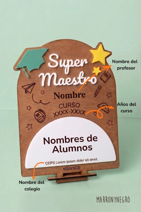 Producto: Recuerdo Clase Maestro con superpoderes | Personalizado - Marronynegro
