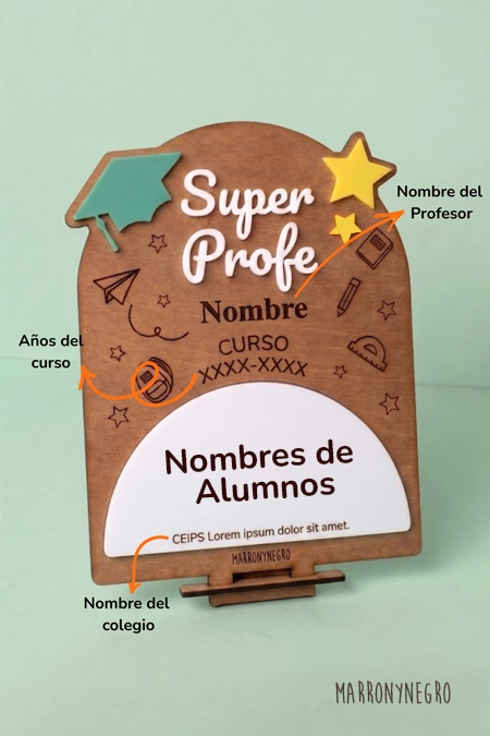 Producto: Recuerdo Clase Profe con superpoderes | Personalizado - Marronynegro