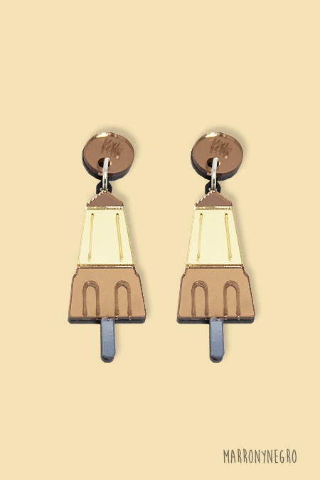Producto: Pendientes Metacrilato Cohete - Marronynegro