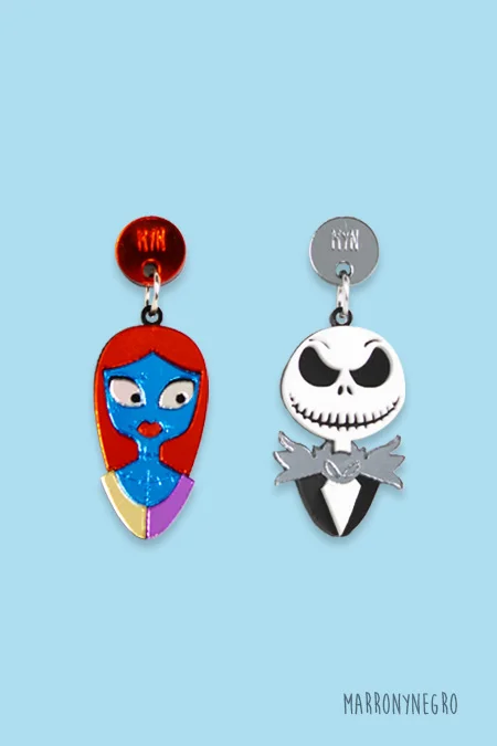 Producto: Pendientes Metacrilato Jack and Sally - Marronynegro