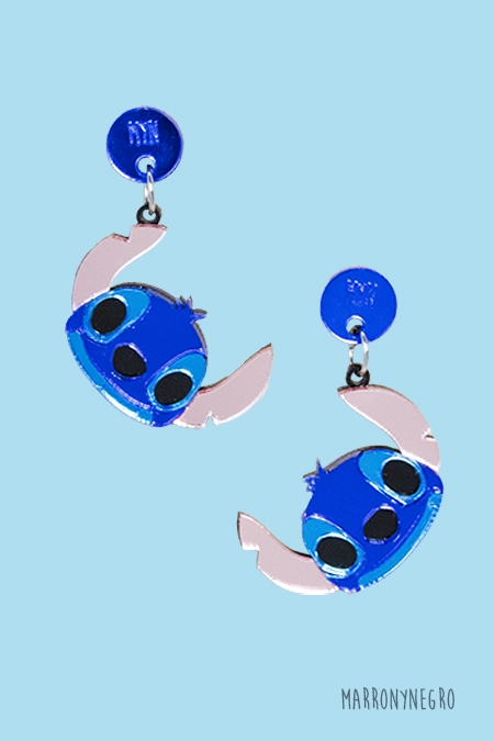 Producto: Pendientes Metacrilato Stitch Azul - Marronynegro